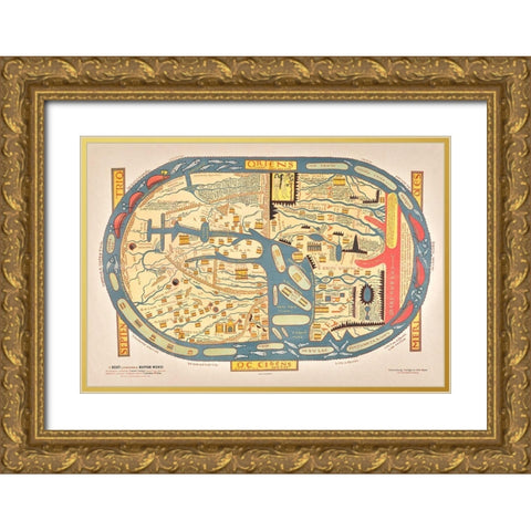 S Beati Liebanensis mappam mundi ad exemplar ecclesiae Snacto Severi 1895 Gold Ornate Wood Framed Art Print with Double Matting by Maier, Verlag Von Otto