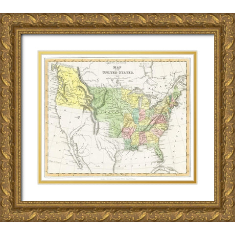 A Moral and Political Sketch of the United States of North America 1833 Gold Ornate Wood Framed Art Print with Double Matting by Charles Louis Napoleon Achille Murat