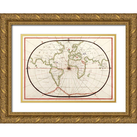Portolan atlas of the Mediterranean Sea-Western Europe-and the Northwest Coast of Africa 1590 Gold Ornate Wood Framed Art Print with Double Matting by Olivia, Joan