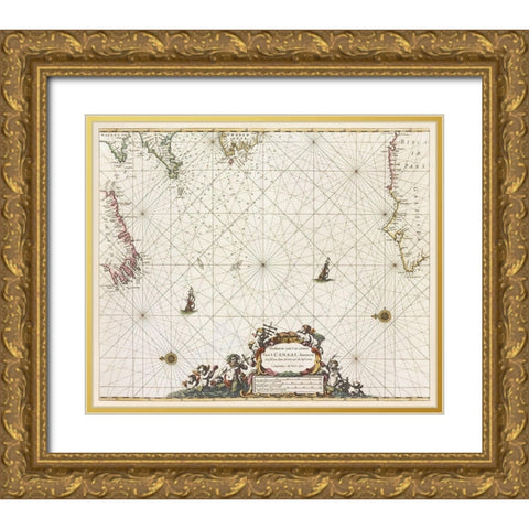 Paskaert vant in comen vant Canaal Gold Ornate Wood Framed Art Print with Double Matting by Goos, Pieter