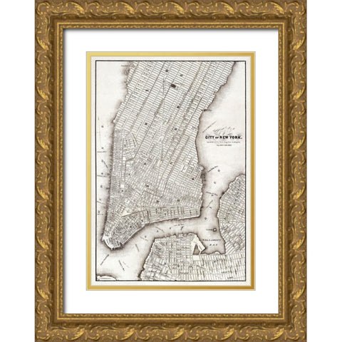Map of the city of New York-1850 Gold Ornate Wood Framed Art Print with Double Matting by Library of Congress Geography and Map Division Washington