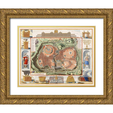 View of Jerusalems Temple Mount from the East Gold Ornate Wood Framed Art Print with Double Matting by The Rijksmuseum