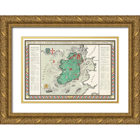 Irish Free State and Northern Ireland 1929 Gold Ornate Wood Framed Art Print with Double Matting by Gil, MacDonald