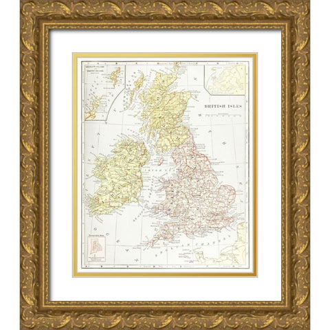 Geography of the British Isles 1886 Gold Ornate Wood Framed Art Print with Double Matting by Davidson, Thomas McLaren
