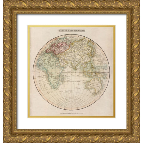 Eastern Hemisphere 1808 Gold Ornate Wood Framed Art Print with Double Matting by Smith, C