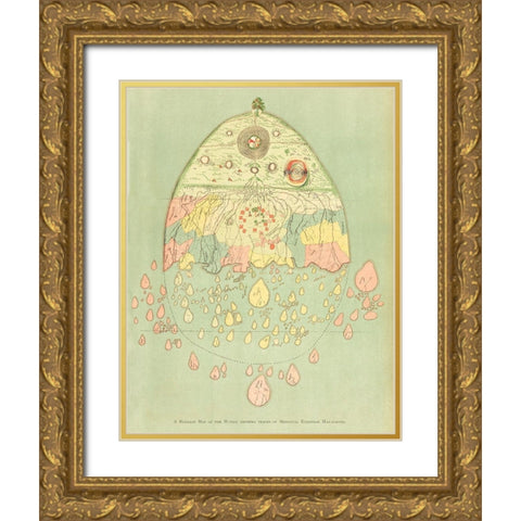 A Burmese map of the world 1906 Gold Ornate Wood Framed Art Print with Double Matting by Griggs, William