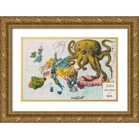 Papagallo no15 the Russian Octopus Year VI Gold Ornate Wood Framed Art Print with Double Matting by Grossi, Augusto
