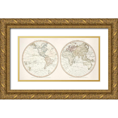 New World 1786 Gold Ornate Wood Framed Art Print with Double Matting by Faden, William