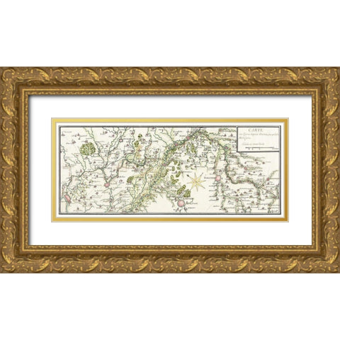 Drawn map of the French lines in Brabant Gold Ornate Wood Framed Art Print with Double Matting by Vintage Maps