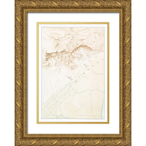 Topographic map of the ruins of Thebes Gold Ornate Wood Framed Art Print with Double Matting by d Avennes, Emile Prisse