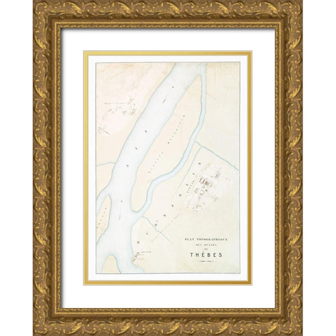 Topographic map of the ruins of Thebes Gold Ornate Wood Framed Art Print with Double Matting by d Avennes, Emile Prisse