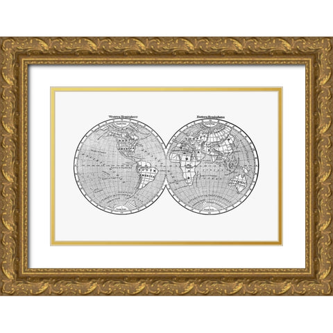 World map from A System of Geography-for the use of Schools 1860 Gold Ornate Wood Framed Art Print with Double Matting by Morse, Sidney Edwards