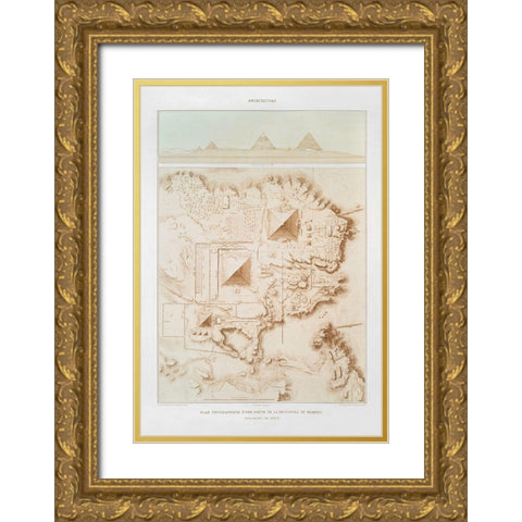 Topographic map of part of the Memphite Necropolis 1878 Gold Ornate Wood Framed Art Print with Double Matting by d Avennes, Emile Prisse