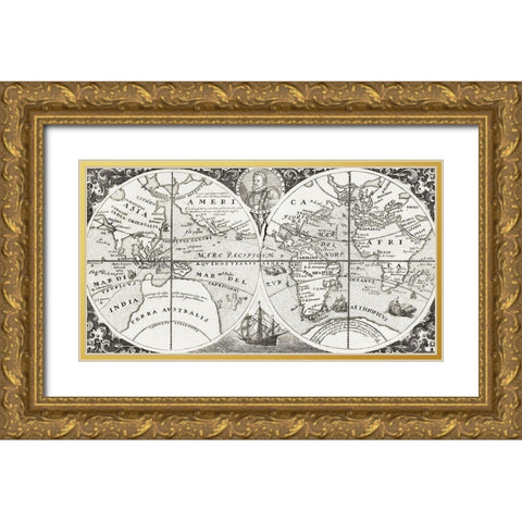 Grand voyages-Part VIII title page from Grand voyages 1596 Gold Ornate Wood Framed Art Print with Double Matting by Bry, de Theodor