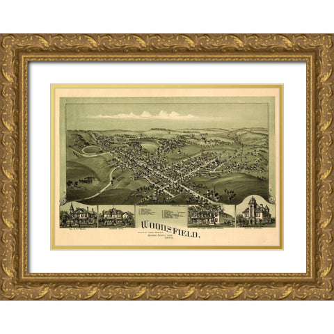 Woodsfield-Ohio 1899 Gold Ornate Wood Framed Art Print with Double Matting by Vintage Places