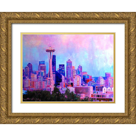 View of Seattle Gold Ornate Wood Framed Art Print with Double Matting by Ghanooni, Sarah