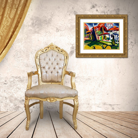 Newmans House Gold Ornate Wood Framed Art Print with Double Matting by Sayen, Henry Lyman