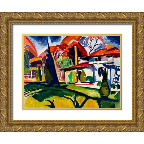 Newmans House Gold Ornate Wood Framed Art Print with Double Matting by Sayen, Henry Lyman