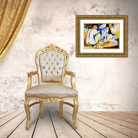 Nudes Gold Ornate Wood Framed Art Print with Double Matting by Sayen, Henry Lyman
