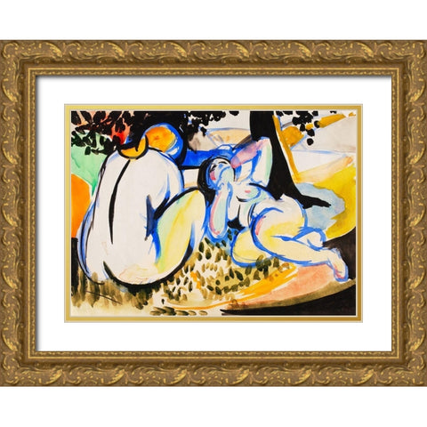 Nudes Gold Ornate Wood Framed Art Print with Double Matting by Sayen, Henry Lyman