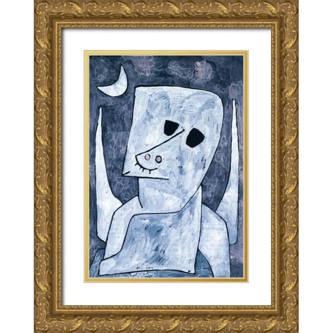 Angel Applicant Gold Ornate Wood Framed Art Print with Double Matting by Klee, Paul