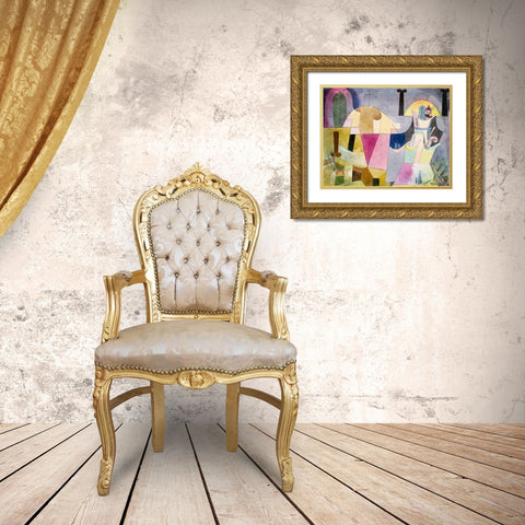 Black Columns in a Landscape Gold Ornate Wood Framed Art Print with Double Matting by Klee, Paul