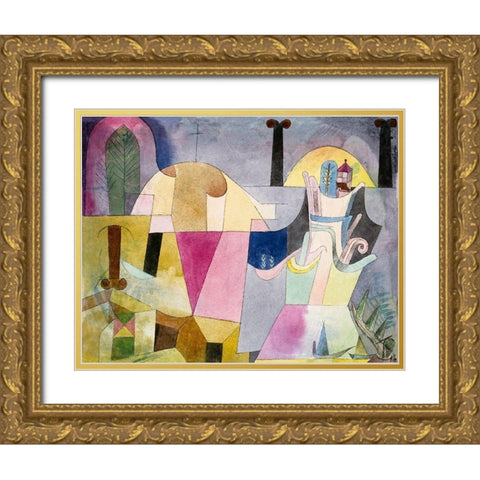 Black Columns in a Landscape Gold Ornate Wood Framed Art Print with Double Matting by Klee, Paul