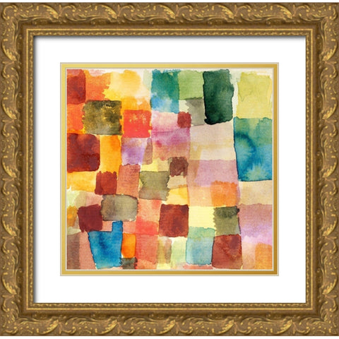 Untitled Abstract Gold Ornate Wood Framed Art Print with Double Matting by Klee, Paul