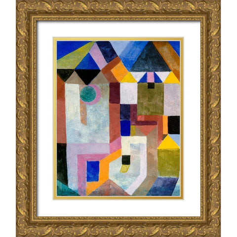Colorful Architecture Gold Ornate Wood Framed Art Print with Double Matting by Klee, Paul