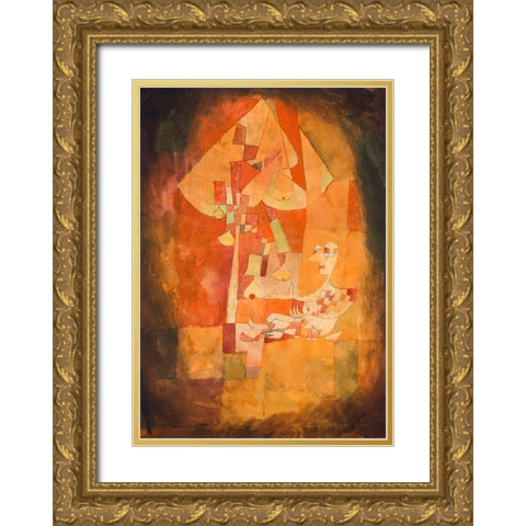 The Man Under the Pear Tree Gold Ornate Wood Framed Art Print with Double Matting by Klee, Paul