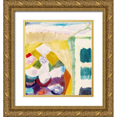 Interior with the Clock Gold Ornate Wood Framed Art Print with Double Matting by Klee, Paul