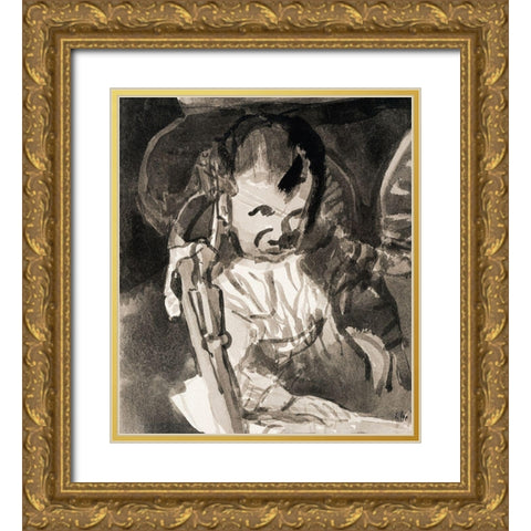 Sketch of Felix Klee Gold Ornate Wood Framed Art Print with Double Matting by Klee, Paul