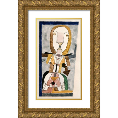 Popular Wall Painting Gold Ornate Wood Framed Art Print with Double Matting by Klee, Paul