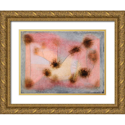 Hardy Plants Gold Ornate Wood Framed Art Print with Double Matting by Klee, Paul
