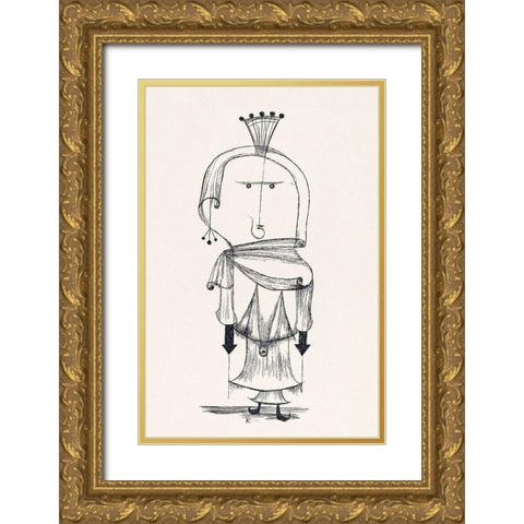Witch with a Comb Gold Ornate Wood Framed Art Print with Double Matting by Klee, Paul