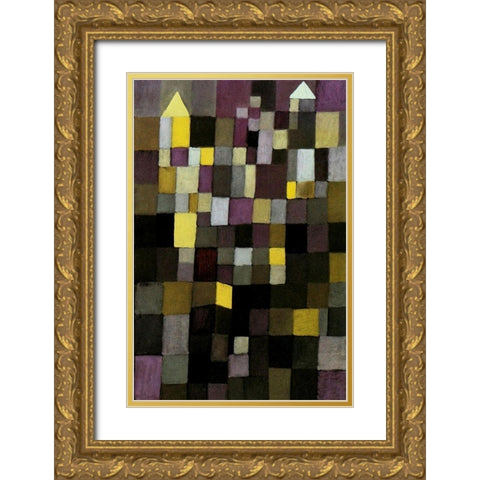 Architecture 1923 Gold Ornate Wood Framed Art Print with Double Matting by Klee, Paul
