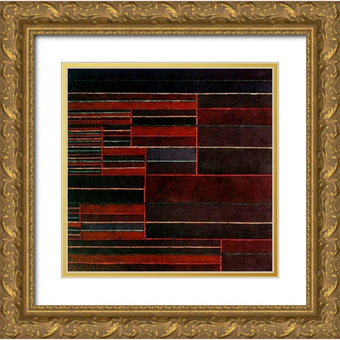In the Current Six Thresholds 1929 Gold Ornate Wood Framed Art Print with Double Matting by Klee, Paul