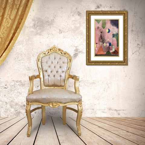 Singing Nightingale 1922 Gold Ornate Wood Framed Art Print with Double Matting by Klee, Paul