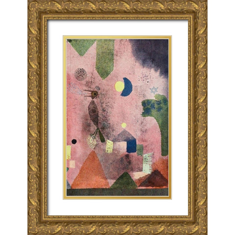 Singing Nightingale 1922 Gold Ornate Wood Framed Art Print with Double Matting by Klee, Paul