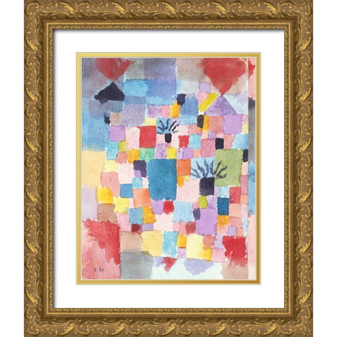 Southern Gardens 1919 Gold Ornate Wood Framed Art Print with Double Matting by Klee, Paul