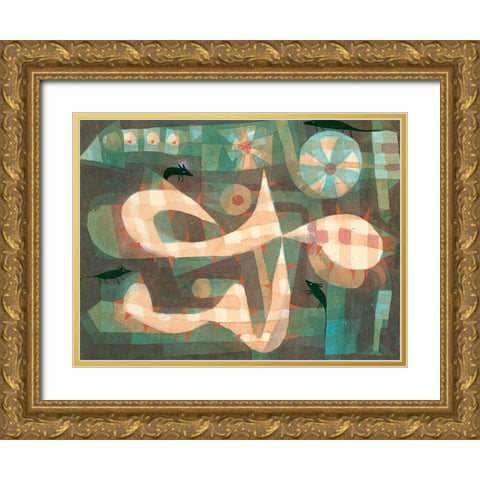 The Barbed Noose with the Mice 1923 Gold Ornate Wood Framed Art Print with Double Matting by Klee, Paul