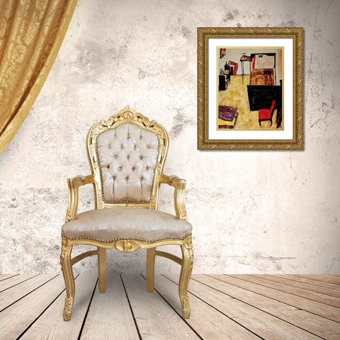 Villa R 1919 Gold Ornate Wood Framed Art Print with Double Matting by Klee, Paul
