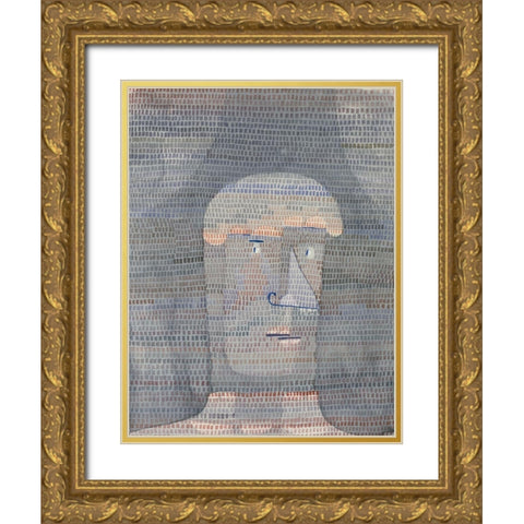 Athletes Head Gold Ornate Wood Framed Art Print with Double Matting by Klee, Paul