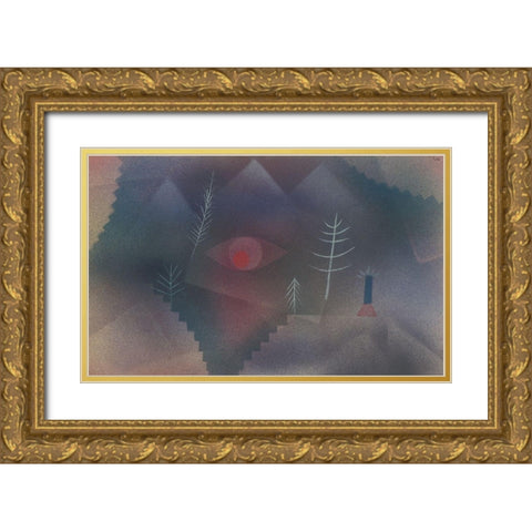 Glance of a Landscape Gold Ornate Wood Framed Art Print with Double Matting by Klee, Paul