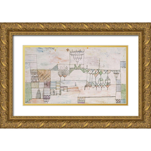 Great Hall for Singers Gold Ornate Wood Framed Art Print with Double Matting by Klee, Paul