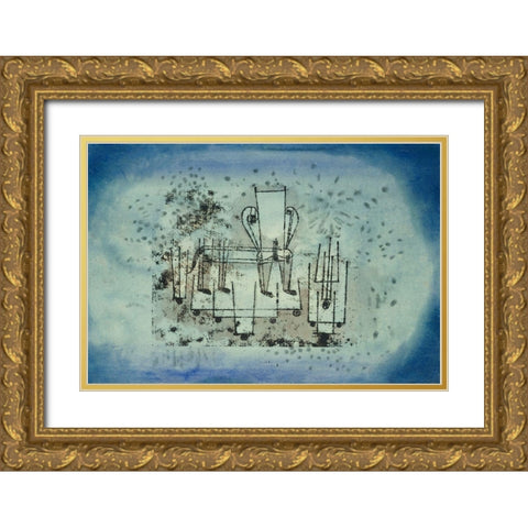 The Chair Animal Gold Ornate Wood Framed Art Print with Double Matting by Klee, Paul