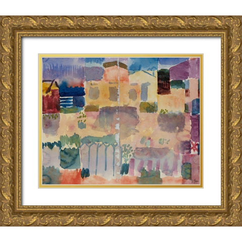 Garden in St. Germain - The European Quarter Near Tunis Gold Ornate Wood Framed Art Print with Double Matting by Klee, Paul