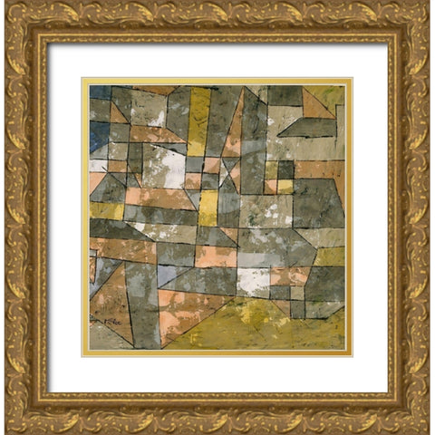North German City Gold Ornate Wood Framed Art Print with Double Matting by Klee, Paul
