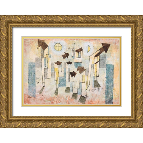 Mural from the Temple of Longing Gold Ornate Wood Framed Art Print with Double Matting by Klee, Paul
