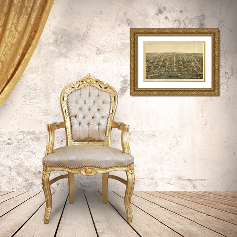 Birds Eye View of Alexandria Virginia 1863 Gold Ornate Wood Framed Art Print with Double Matting by Vintage Places
